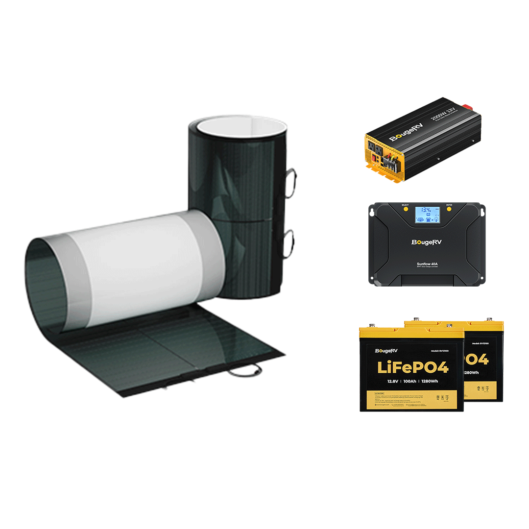 Complete 400W CIGS kit — panels, controller, battery, and inverter